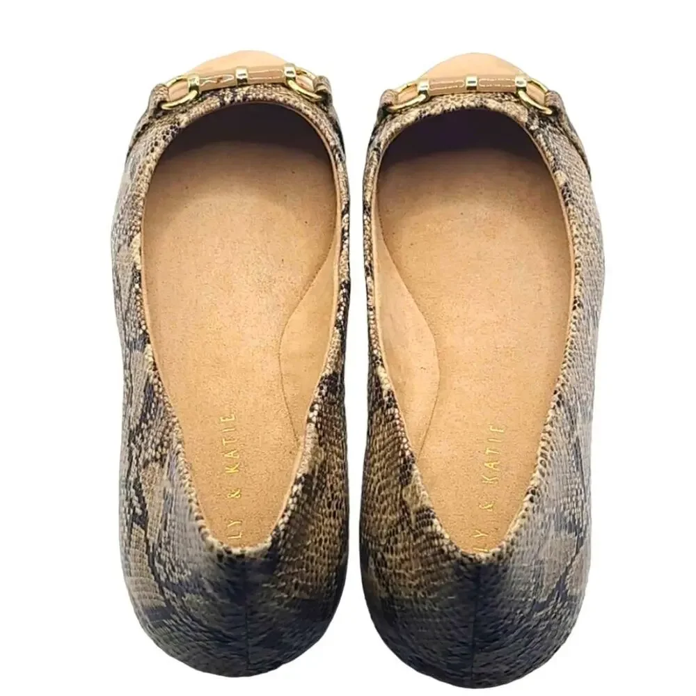 Kelly & Katie Wendie Snakeskin Print Ballet Flats – Women's Size 8.5M
